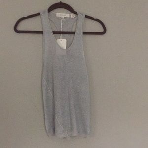 Inhabit Holiday Shimmery Silver Racer Tank Top SZ P NWT